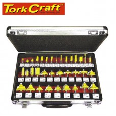 ROUTER BIT SET 35PIECE ALUMINIUM CASE GLASS FRONT 1/4 SHANK